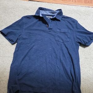 Izod Blue Polo Shirt Classic Style Cotton Blend
